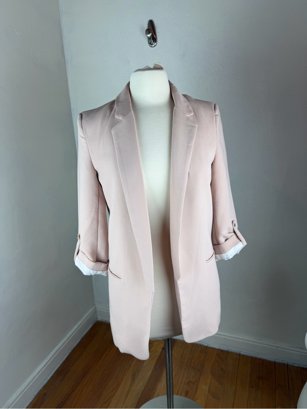 NWT T TAHARI Tailored Blush Pink Open-Front Blazer Size XS